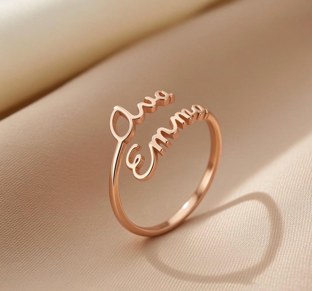 Minimal name ring jewellery gold silver plated As Your Wish