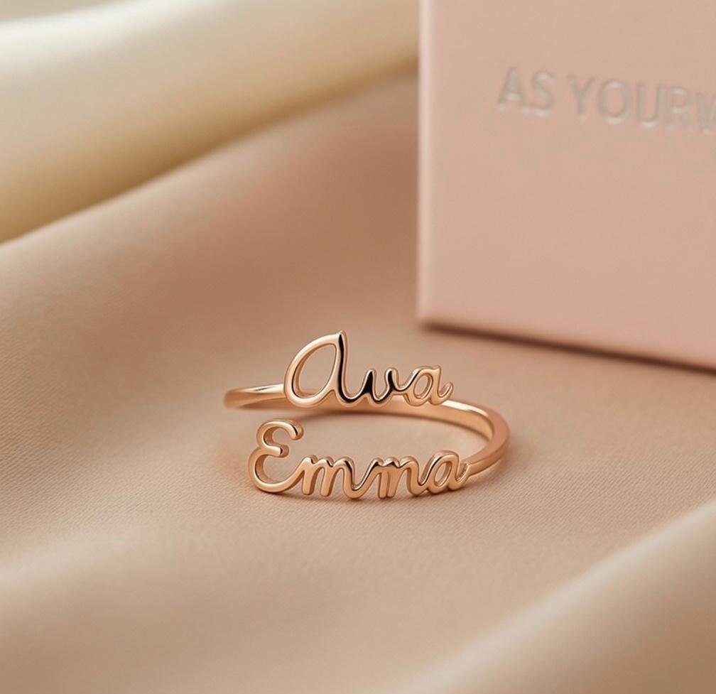 Buy custom name ring online gold silver plated