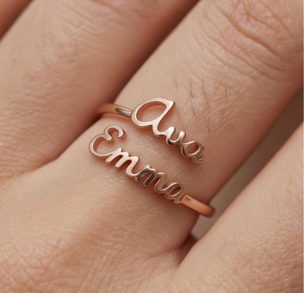 Trendy custom name ring for women gold silver plated As Your Wish